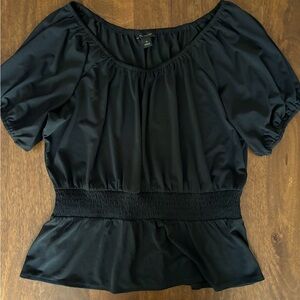 Ann Taylor Black Stretch Short Sleeve